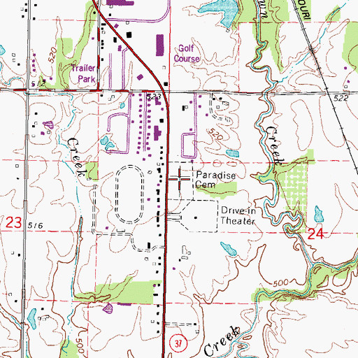 Topographic Map of Paradise Cemetery, IL