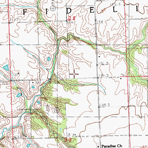 Topographic Map of Paradise School (historical), IL