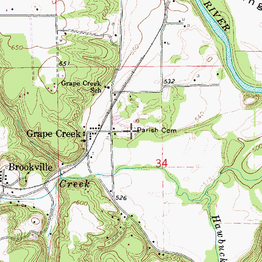 Topographic Map of Parish Cemetery, IL
