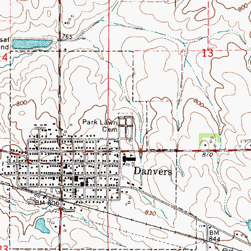 Topographic Map of Park Lawn Cemetery, IL
