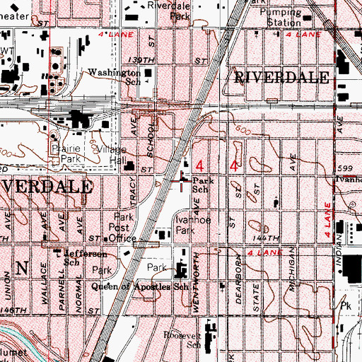 Topographic Map of Park School, IL