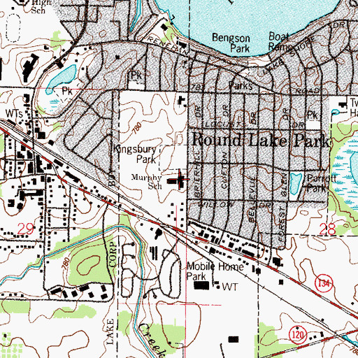 Topographic Map of W J Murphy Elementary School, IL