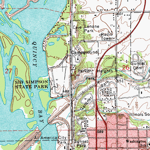 Topographic Map of Parker Heights Park, IL