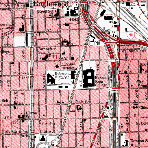 Topographic Map of Parker Community Academy, IL