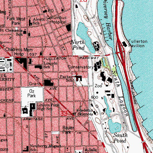 Topographic Map of Parker School, IL