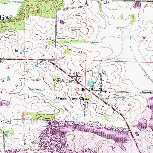 Topographic Map of Parks Cemetery, IL