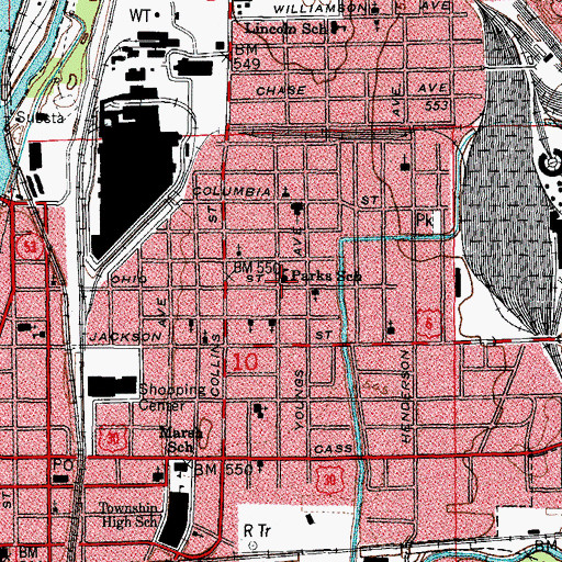 Topographic Map of Parks Elementary School, IL