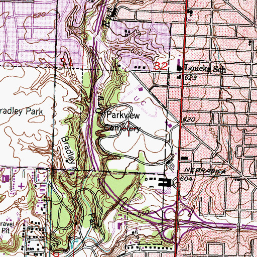 Topographic Map of Parkview Cemetery, IL