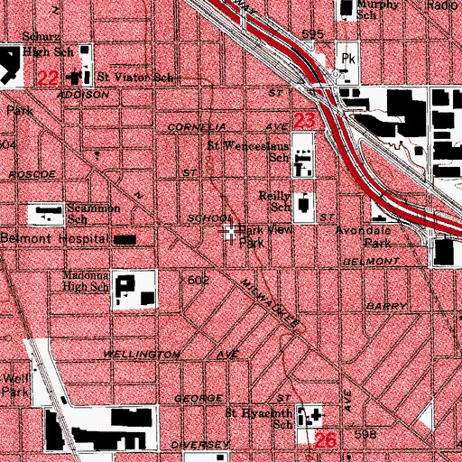 Topographic Map of Parkview Park, IL