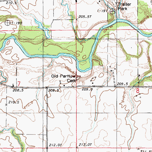 Topographic Map of Old Partlow Cemetery, IL