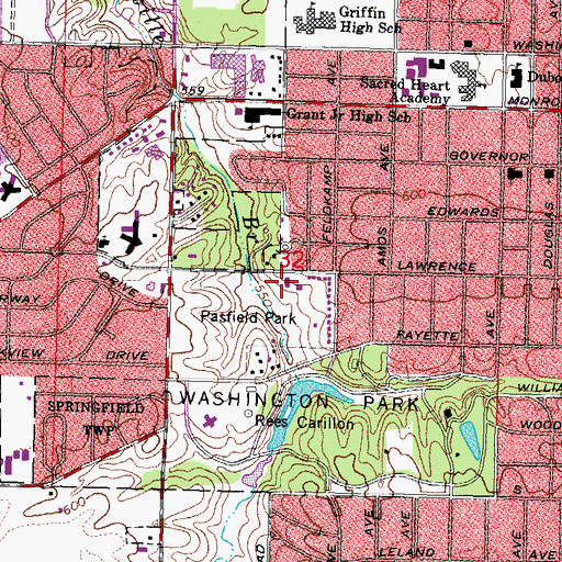 Topographic Map of Pasfield Park, IL