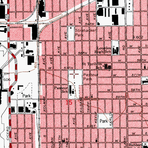 Topographic Map of Pasteur Park, IL