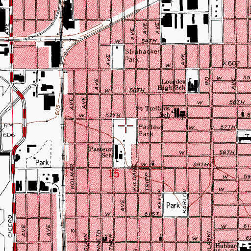 Topographic Map of Pasteur Elementary School, IL