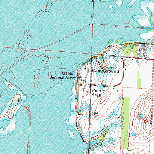 Topographic Map of Patoka Access Area, IL