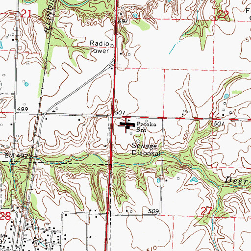 Topographic Map of Patoka School, IL