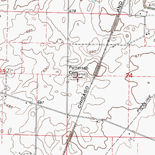 Topographic Map of Patterson Cemetery, IL