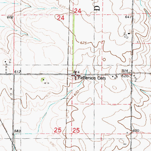 Topographic Map of Patterson Cemetery, IL
