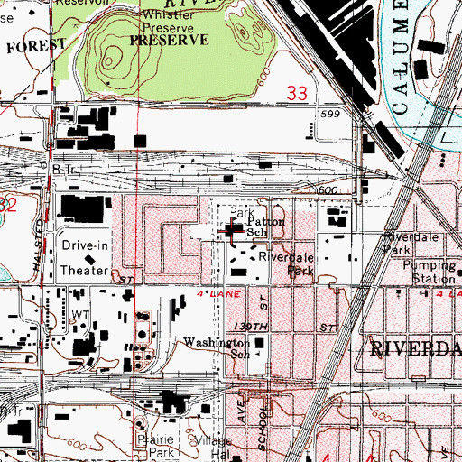 Topographic Map of General George Patton School, IL