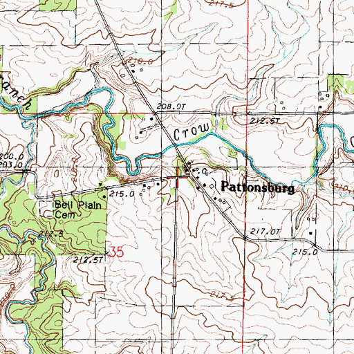 Topographic Map of Pattonsburg, IL