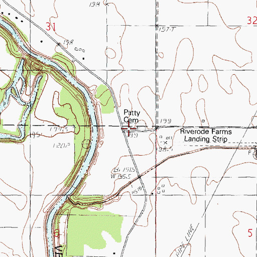 Topographic Map of Patty Cemetery, IL