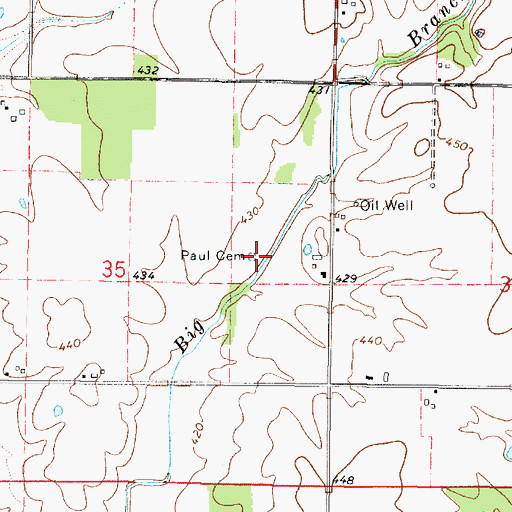 Topographic Map of Paul Cemetery, IL