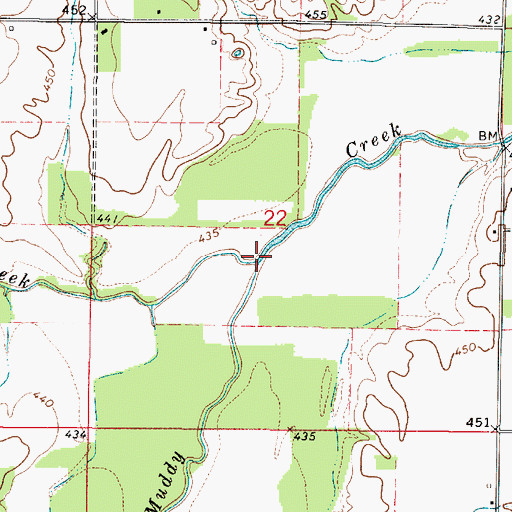 Topographic Map of Paul Creek, IL
