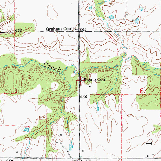Topographic Map of Payne Cemetery, IL