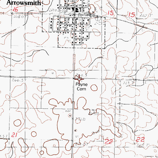 Topographic Map of Payne Cemetery, IL