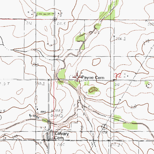 Topographic Map of Payne Cemetery, IL