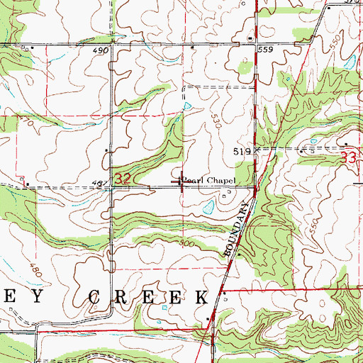 Topographic Map of Pearl Chapel United Methodist Church, IL
