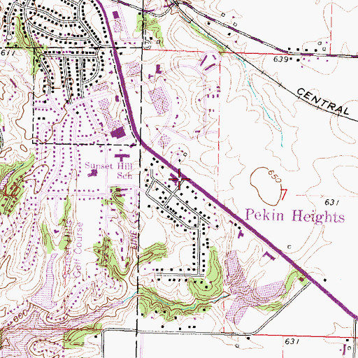 Topographic Map of Pekin Heights, IL