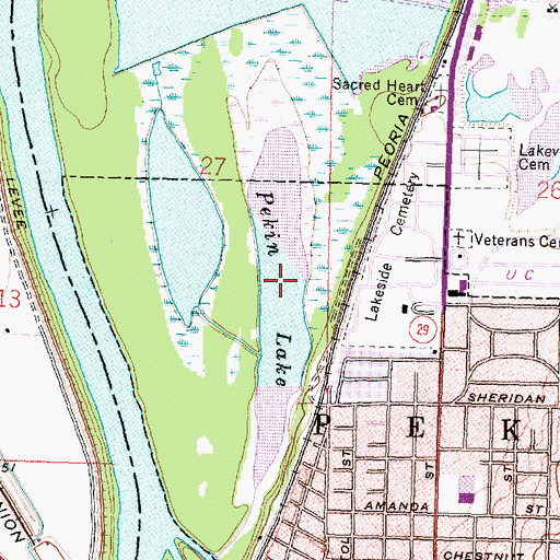 Topographic Map of Pekin Lake, IL