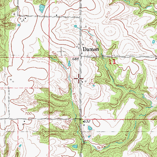 Topographic Map of Pell School (historical), IL