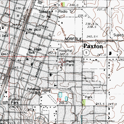 Topographic Map of Pells Park, IL