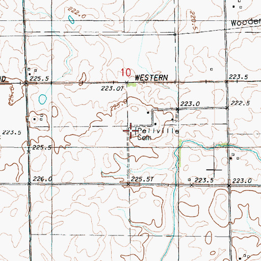 Topographic Map of Pellville Cemetery, IL