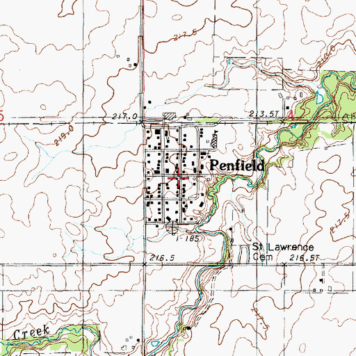 Topographic Map of Penfield, IL