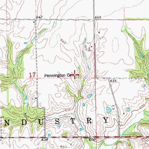 Topographic Map of Pennington Cemetery, IL