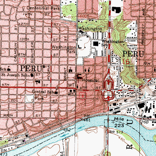 Topographic Map of Illinois Valley Community Hospital, IL
