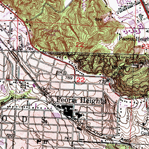 Topographic Map of Peoria Heights, IL