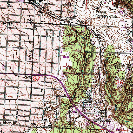 Topographic Map of Peoria Heights Reservoir, IL