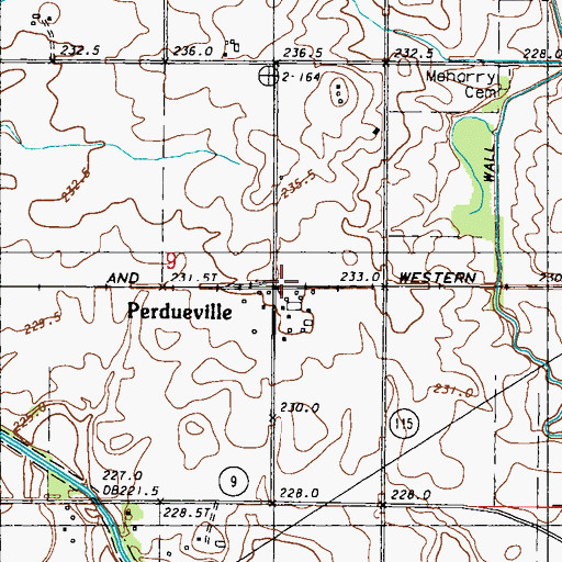 Topographic Map of Perdueville, IL