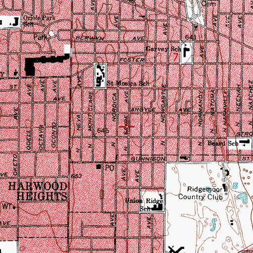 Topographic Map of Perkins School, IL