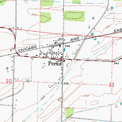 Topographic Map of Perks, IL