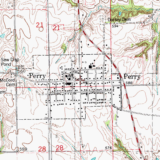 Topographic Map of Perry, IL