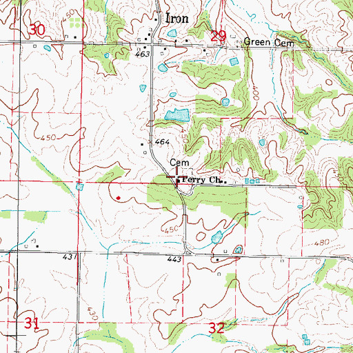 Topographic Map of Perry Church, IL