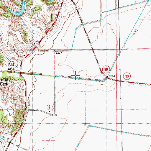 Topographic Map of Perry Springs Station, IL