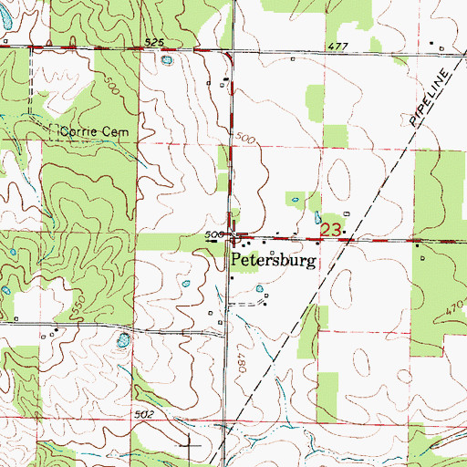 Topographic Map of Petersburg, IL