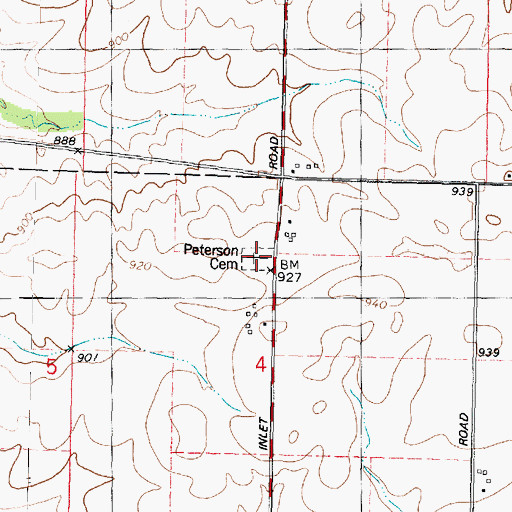 Topographic Map of Peterson Cemetery, IL