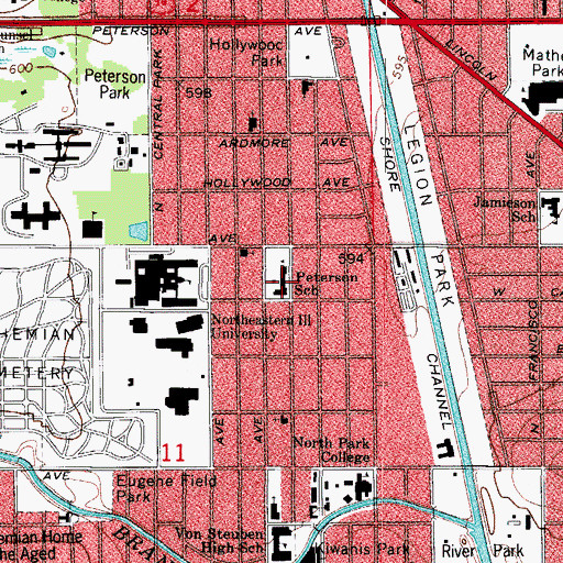 Topographic Map of Peterson Elementary School, IL