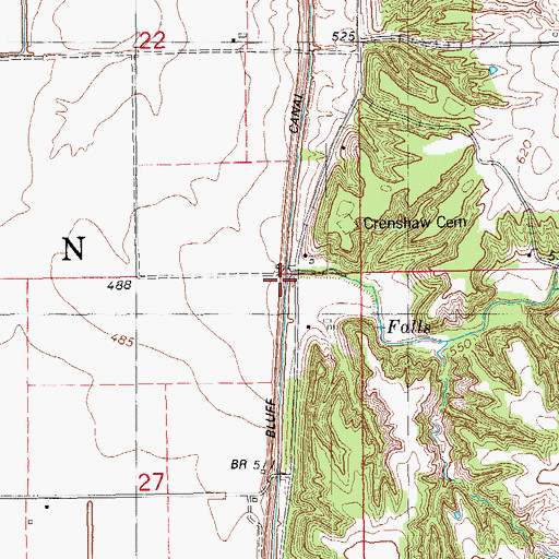 Topographic Map of Petit Creek, IL